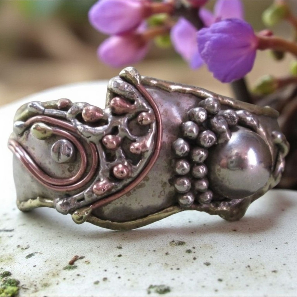 Mixed Metal Cuff Bracelet WILD Asymmetrical Design